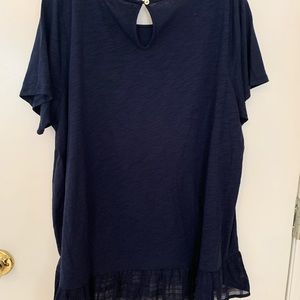Cupio, NWT, Plus Size, Navy Short Sleeve Shirt